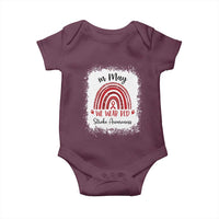 In May We Wear Red Stroke Awareness Baby Onesie Bleach Effect