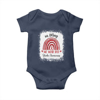 In May We Wear Red Stroke Awareness Baby Onesie Bleach Effect