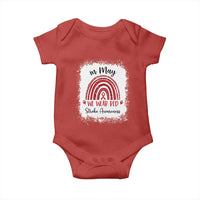 In May We Wear Red Stroke Awareness Baby Onesie Bleach Effect