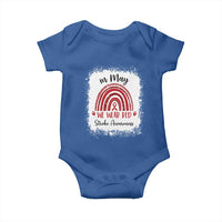 In May We Wear Red Stroke Awareness Baby Onesie Bleach Effect