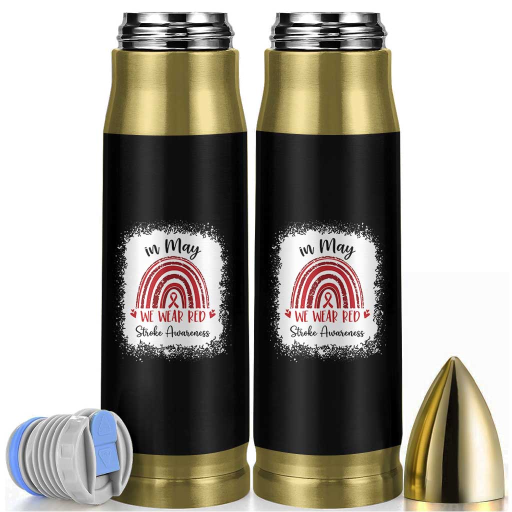 In May We Wear Red Stroke Awareness Bullet Tumbler Bleach Effect