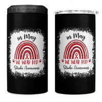 In May We Wear Red Stroke Awareness 4 in 1 Can Cooler Tumbler Bleach Effect