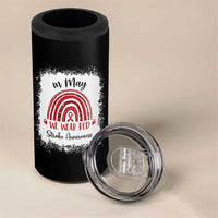 In May We Wear Red Stroke Awareness 4 in 1 Can Cooler Tumbler Bleach Effect
