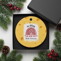 In May We Wear Red Stroke Awareness Ceramic Ornament Bleach Effect