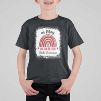 In May We Wear Red Stroke Awareness T Shirt For Kid Bleach Effect
