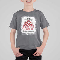 In May We Wear Red Stroke Awareness T Shirt For Kid Bleach Effect
