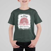 In May We Wear Red Stroke Awareness T Shirt For Kid Bleach Effect