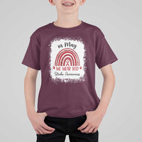 In May We Wear Red Stroke Awareness T Shirt For Kid Bleach Effect