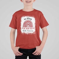 In May We Wear Red Stroke Awareness T Shirt For Kid Bleach Effect
