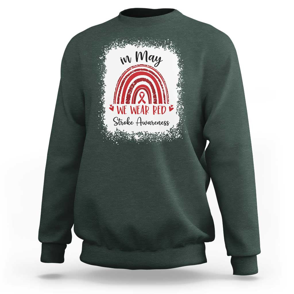 In May We Wear Red Stroke Awareness Sweatshirt Bleach Effect