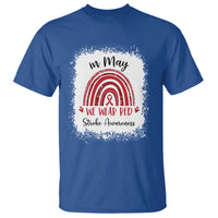 In May We Wear Red Stroke Awareness T Shirt Bleach Effect