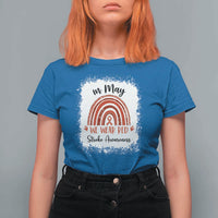 In May We Wear Red Stroke Awareness T Shirt For Women Bleach Effect