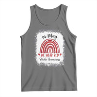 In May We Wear Red Stroke Awareness Tank Top Bleach Effect