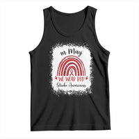 In May We Wear Red Stroke Awareness Tank Top Bleach Effect