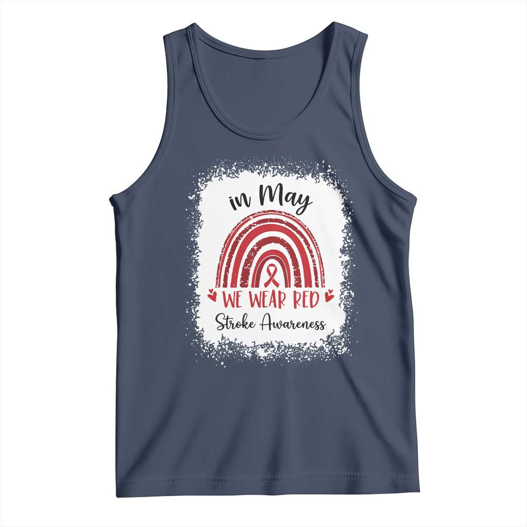 In May We Wear Red Stroke Awareness Tank Top Bleach Effect