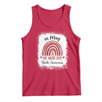 In May We Wear Red Stroke Awareness Tank Top Bleach Effect