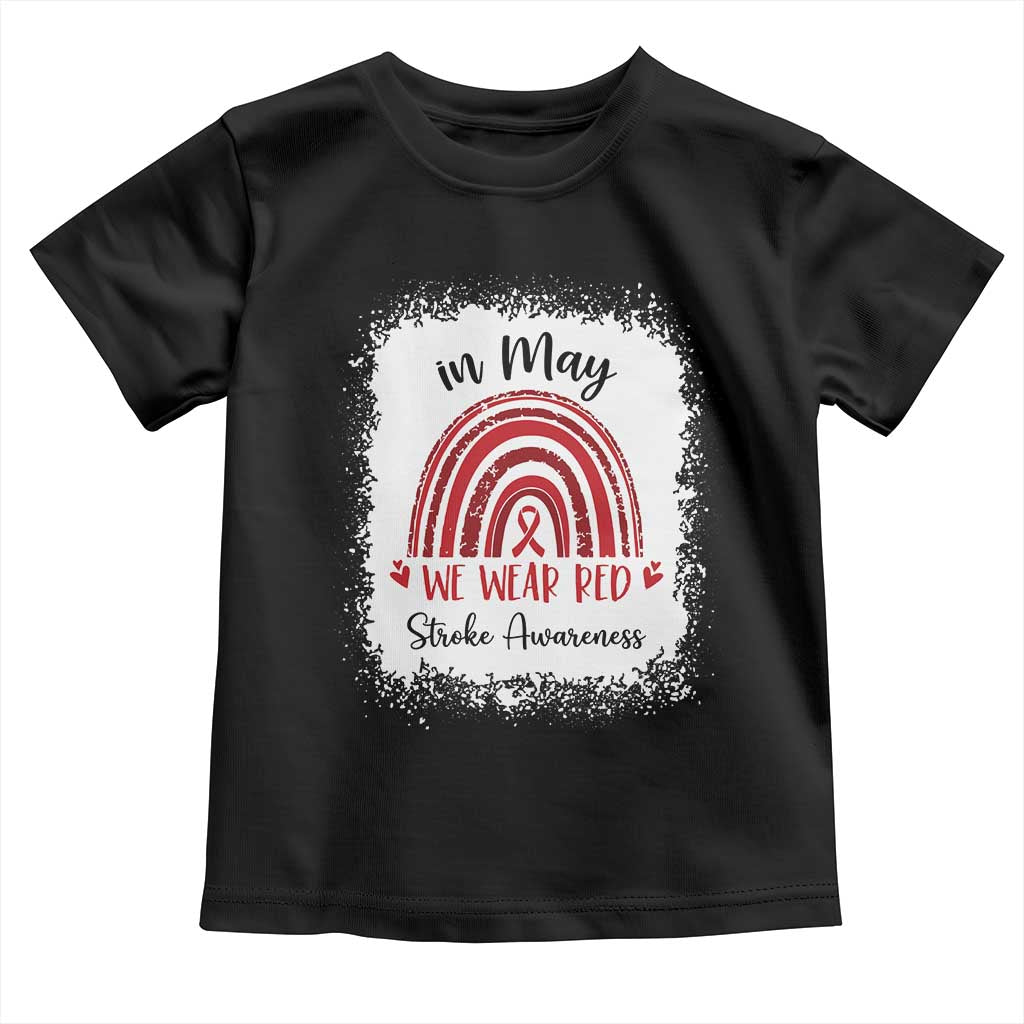 In May We Wear Red Stroke Awareness Toddler T Shirt Bleach Effect