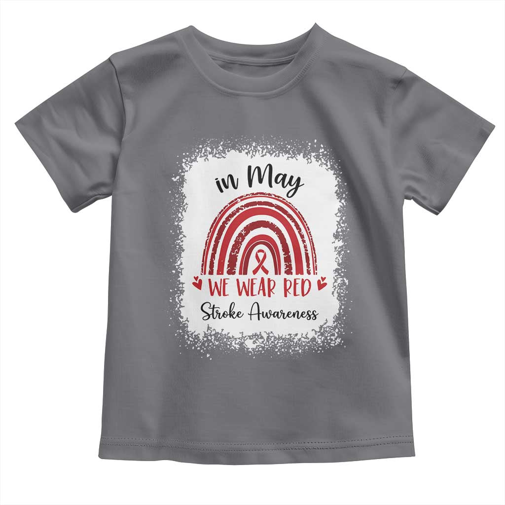 In May We Wear Red Stroke Awareness Toddler T Shirt Bleach Effect