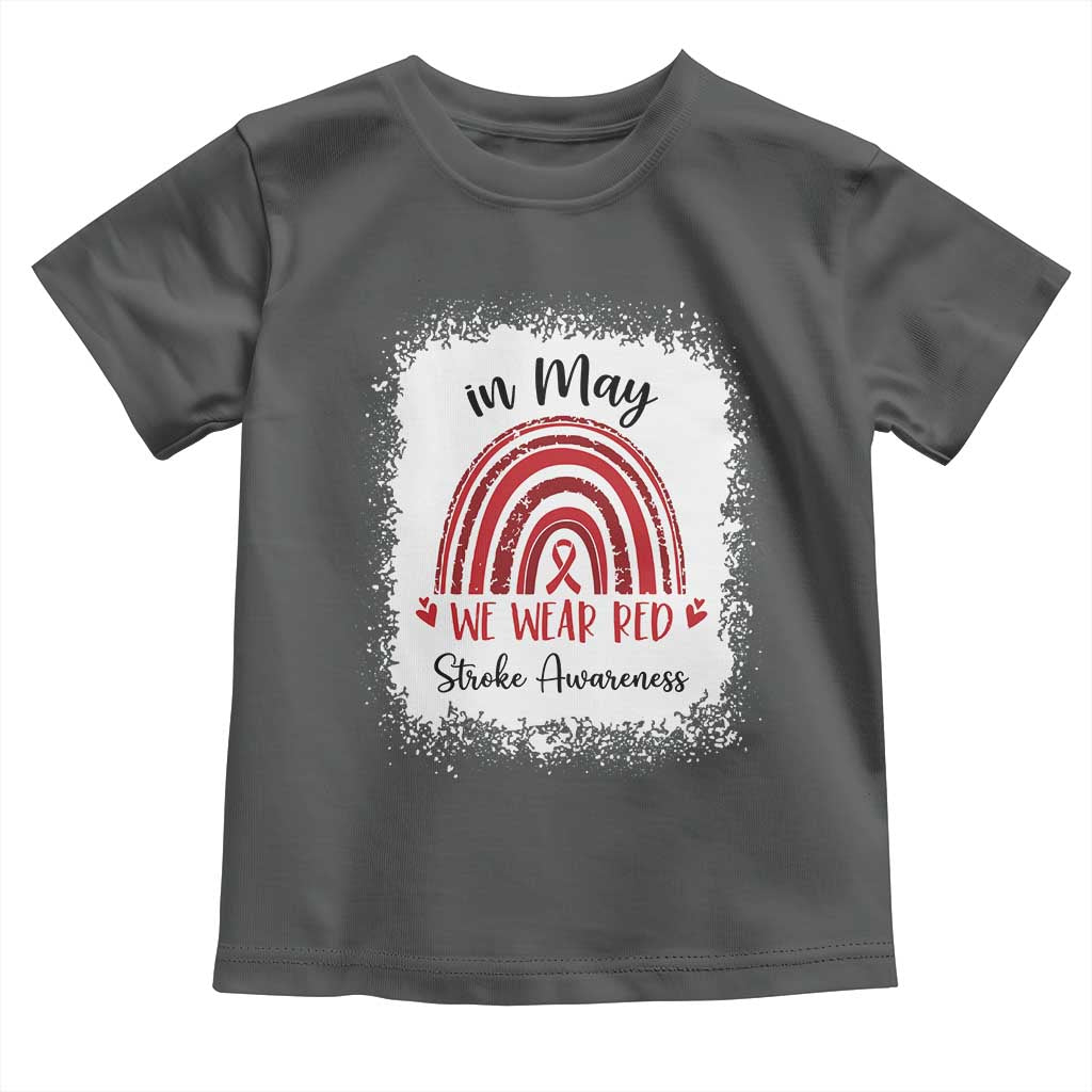 In May We Wear Red Stroke Awareness Toddler T Shirt Bleach Effect