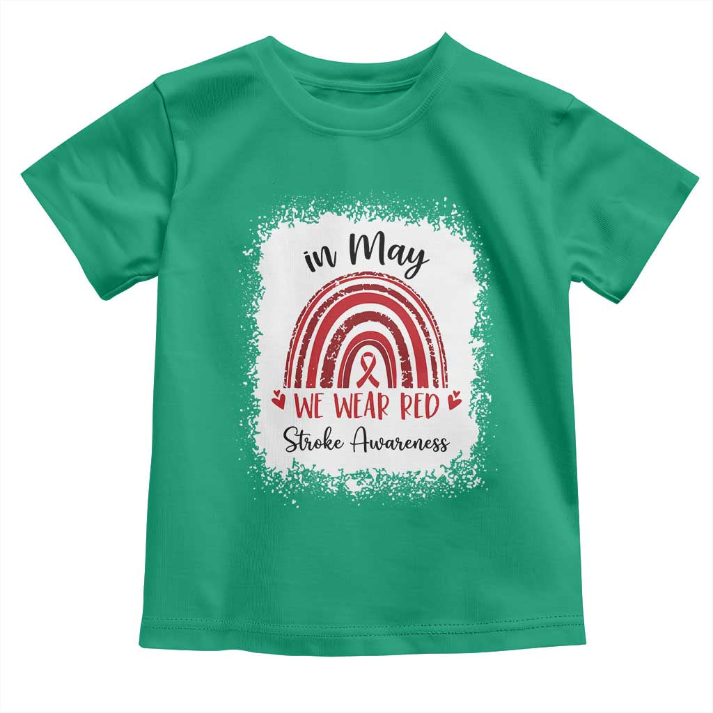 In May We Wear Red Stroke Awareness Toddler T Shirt Bleach Effect