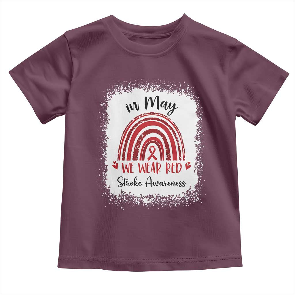 In May We Wear Red Stroke Awareness Toddler T Shirt Bleach Effect