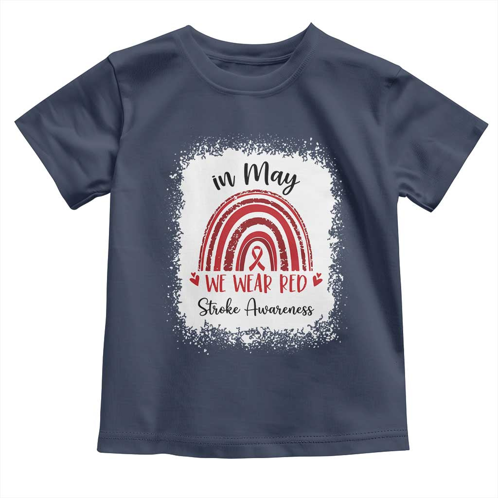 In May We Wear Red Stroke Awareness Toddler T Shirt Bleach Effect