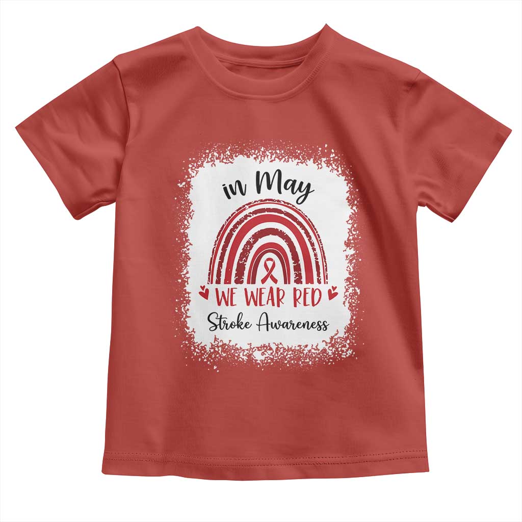 In May We Wear Red Stroke Awareness Toddler T Shirt Bleach Effect