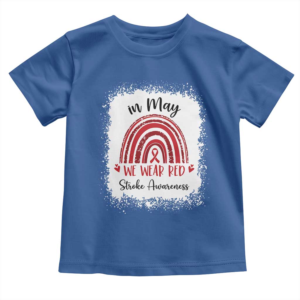 In May We Wear Red Stroke Awareness Toddler T Shirt Bleach Effect