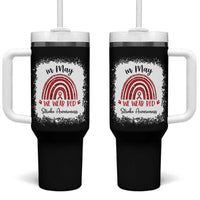 In May We Wear Red Stroke Awareness Tumbler With Handle Bleach Effect