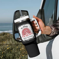 In May We Wear Red Stroke Awareness Tumbler With Handle Bleach Effect