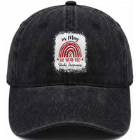 In May We Wear Red Stroke Awareness Washed Cotton Baseball Cap Bleach Effect