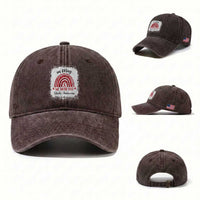 In May We Wear Red Stroke Awareness Washed Cotton Baseball Cap Bleach Effect