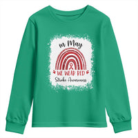 In May We Wear Red Stroke Awareness Youth Sweatshirt Bleach Effect