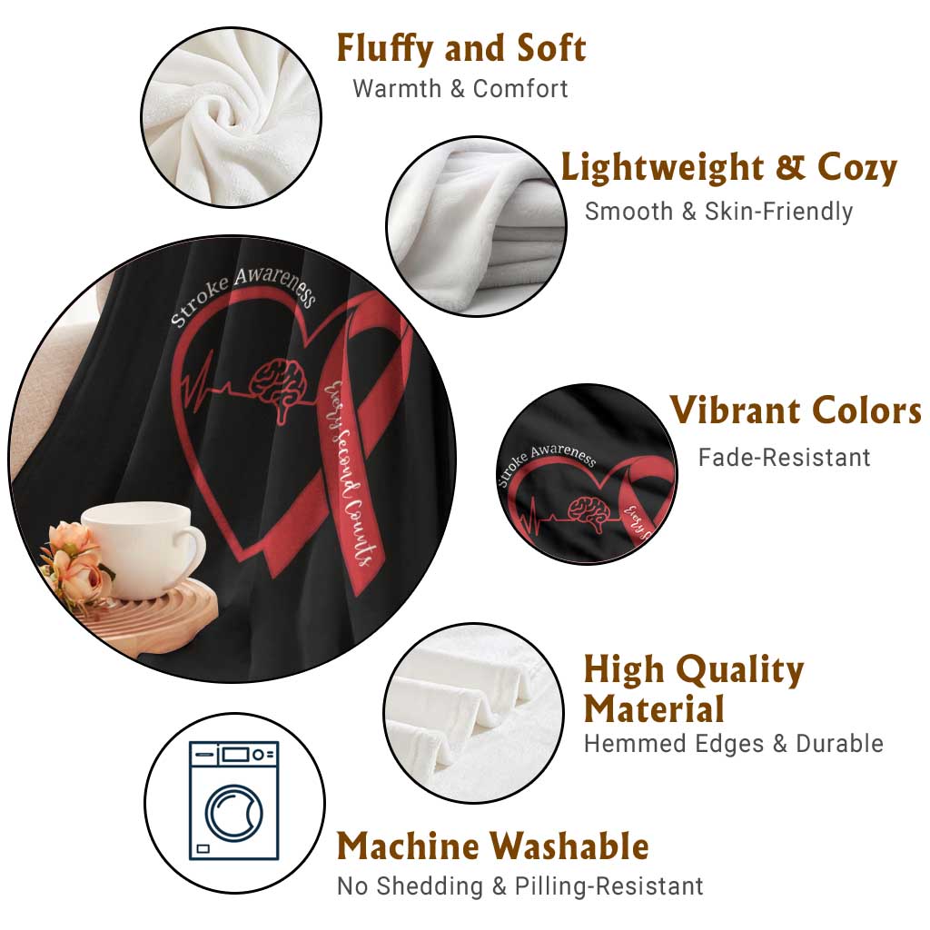 Stroke Awareness Throw Blanket Stroke Survivor Warrior Brain Attack