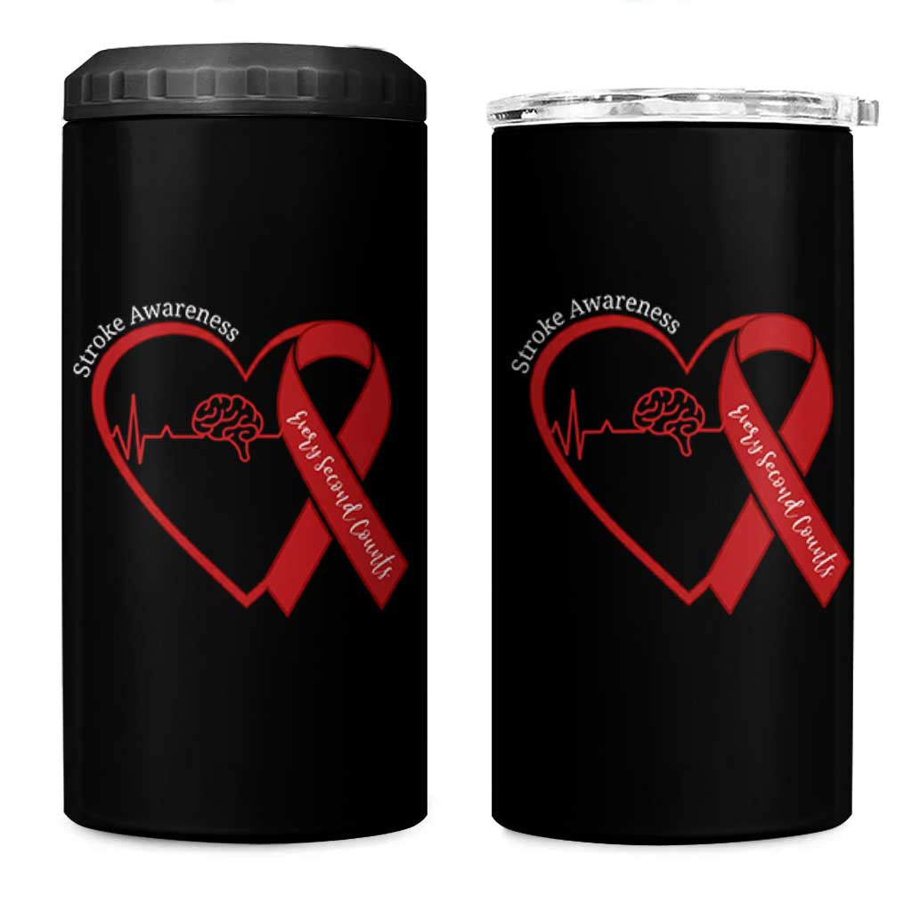 Stroke Awareness 4 in 1 Can Cooler Tumbler Stroke Survivor Warrior Brain Attack