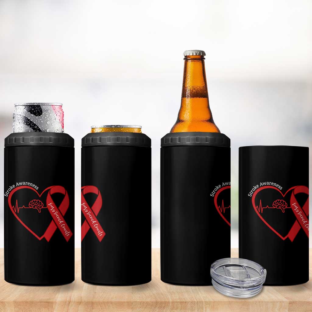 Stroke Awareness 4 in 1 Can Cooler Tumbler Stroke Survivor Warrior Brain Attack