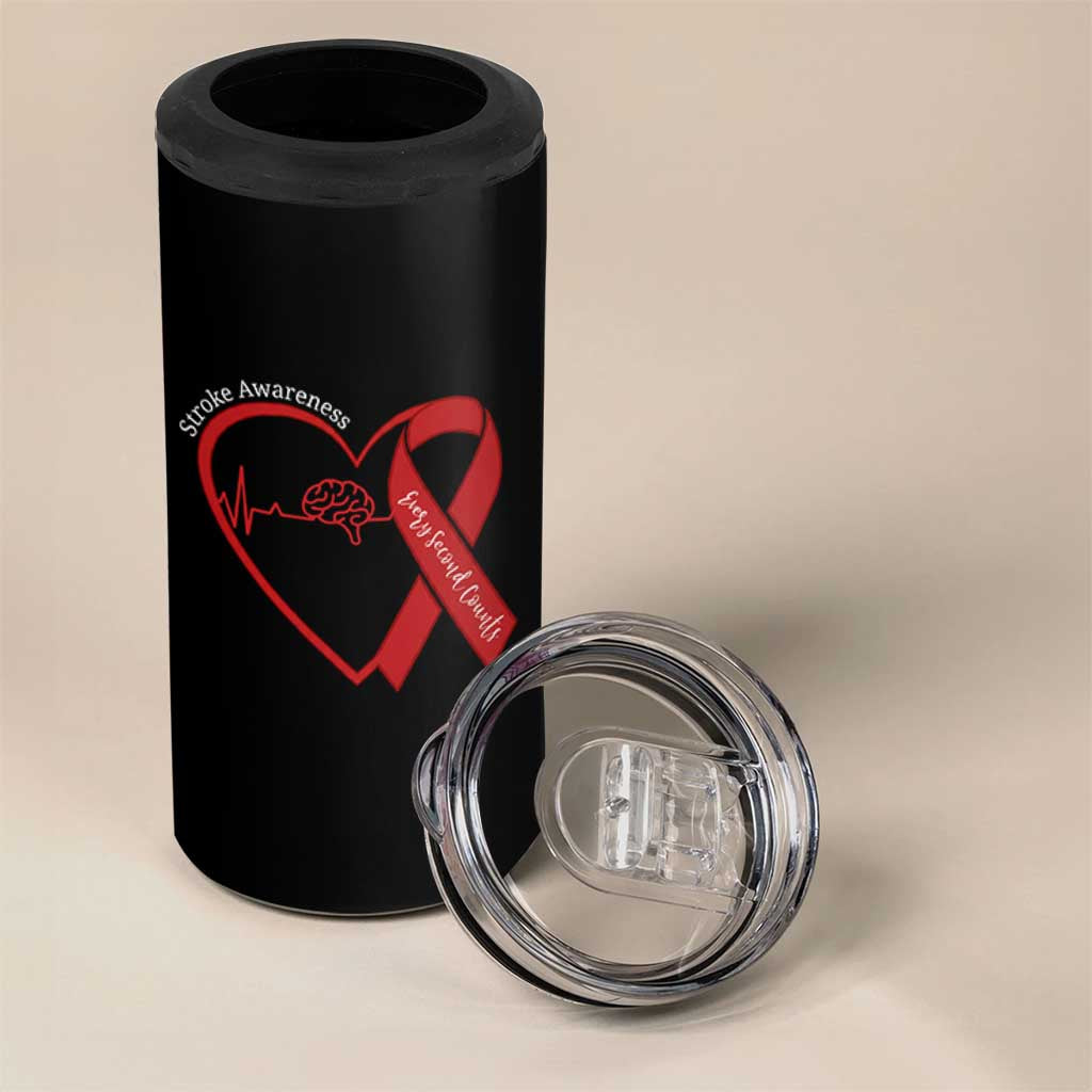 Stroke Awareness 4 in 1 Can Cooler Tumbler Stroke Survivor Warrior Brain Attack