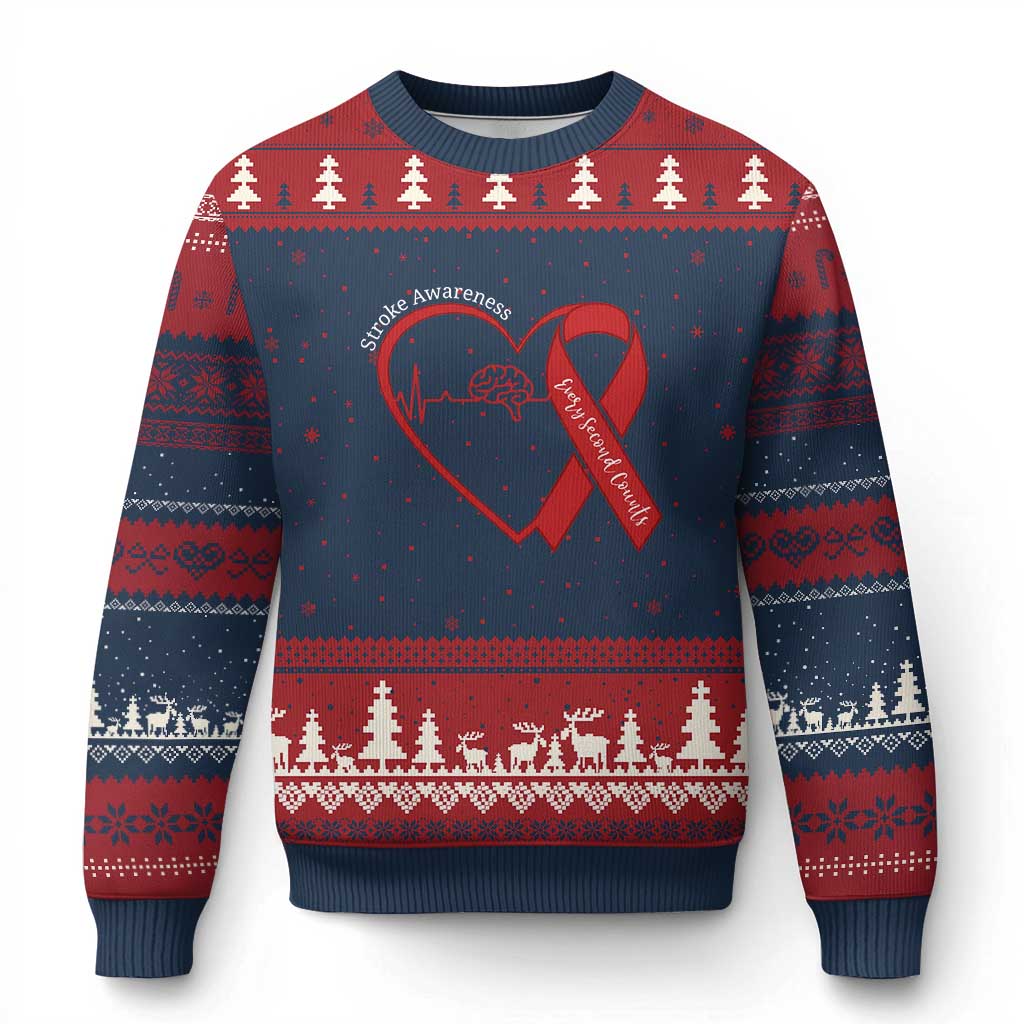 Stroke Awareness Ugly Christmas Sweater Stroke Survivor Warrior Brain Attack