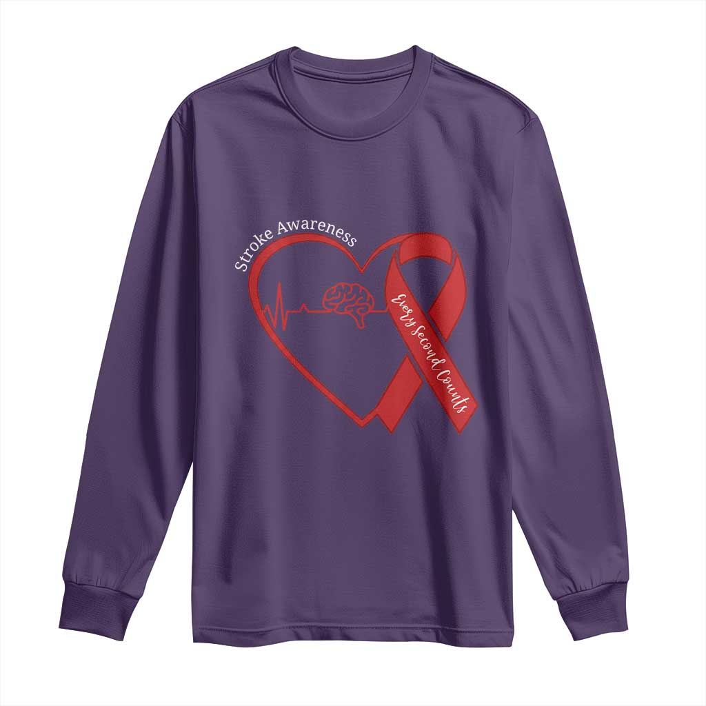 Stroke Awareness Long Sleeve Shirt Stroke Survivor Warrior Brain Attack