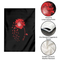 Sunflower Stroke Awareness Red Ribbon Garden Flag