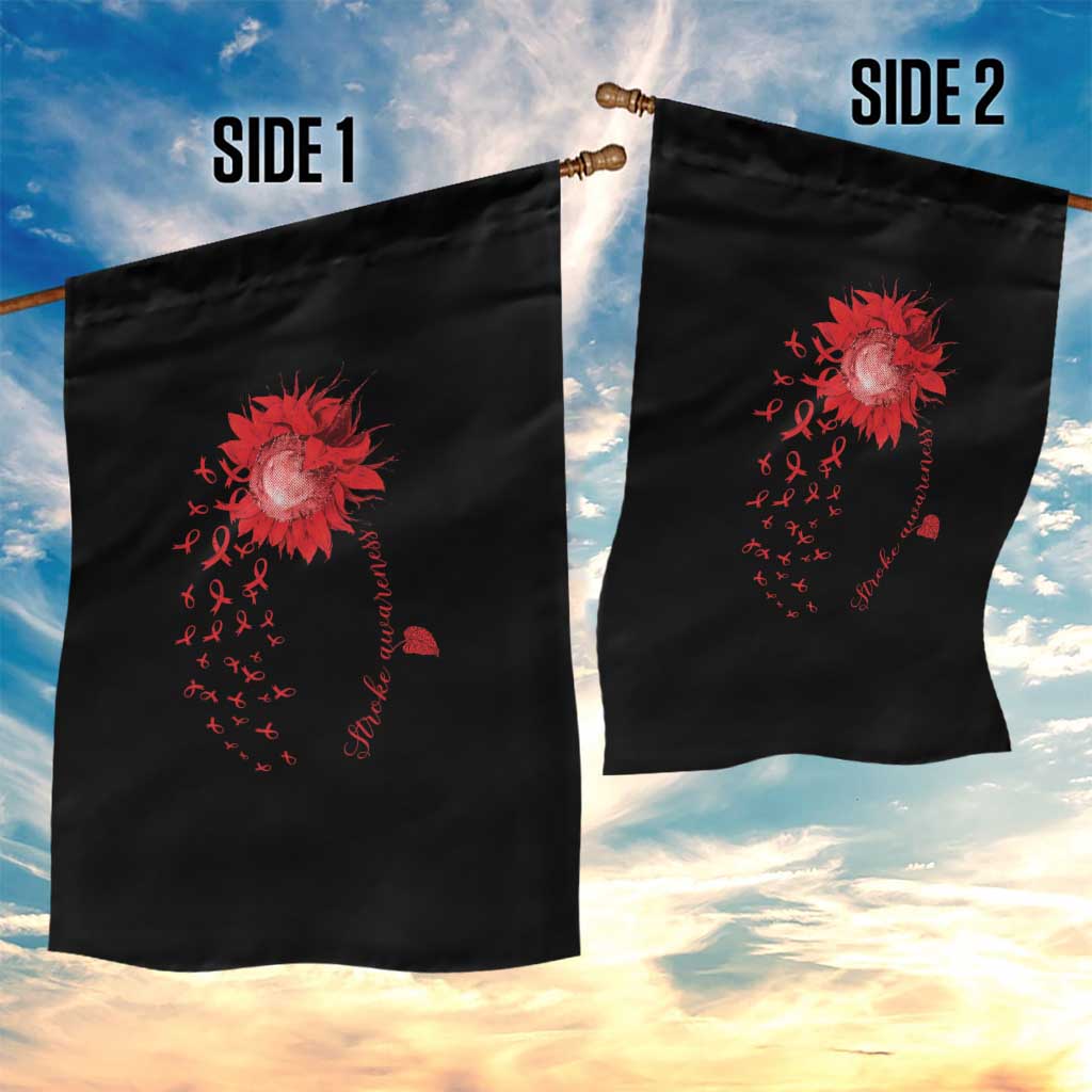 Sunflower Stroke Awareness Red Ribbon Garden Flag