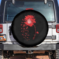 Sunflower Stroke Awareness Red Ribbon Spare Tire Cover