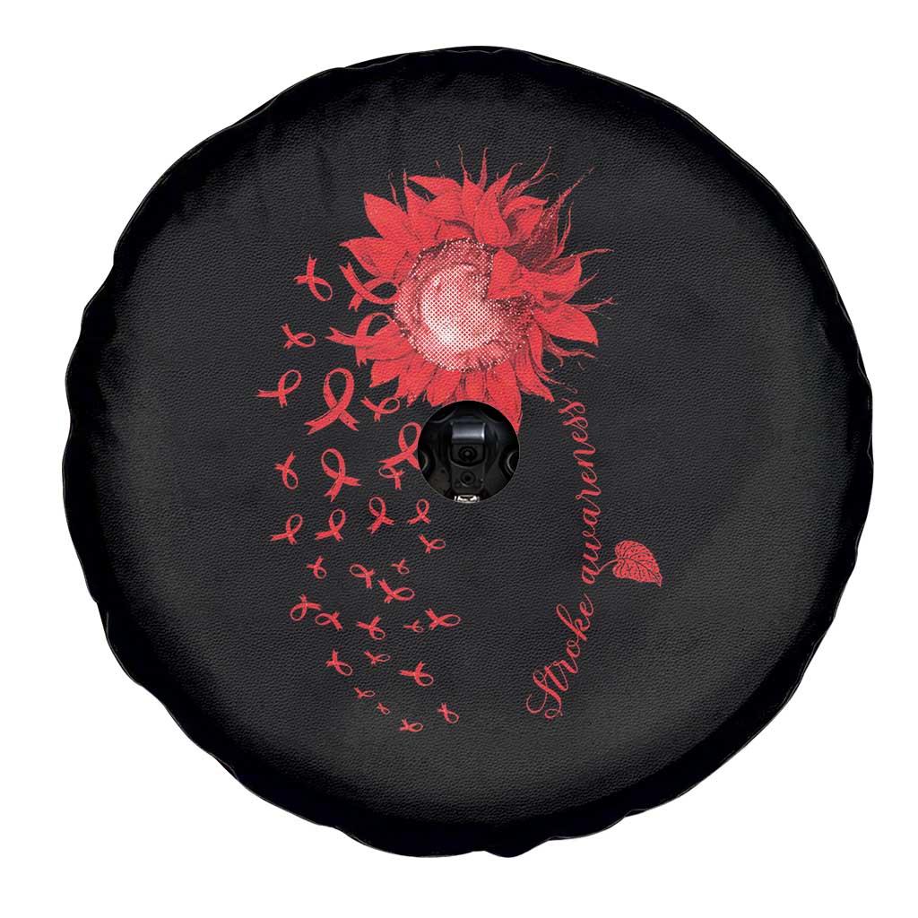 Sunflower Stroke Awareness Red Ribbon Spare Tire Cover
