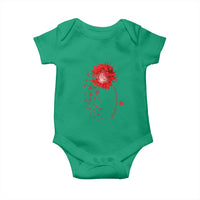 Sunflower Stroke Awareness Red Ribbon Baby Onesie