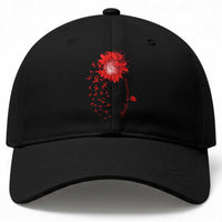 Sunflower Stroke Awareness Red Ribbon Baseball Cap
