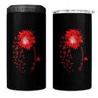 Sunflower Stroke Awareness Red Ribbon 4 in 1 Can Cooler Tumbler