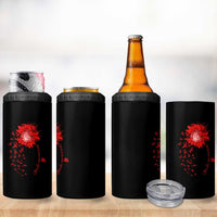 Sunflower Stroke Awareness Red Ribbon 4 in 1 Can Cooler Tumbler