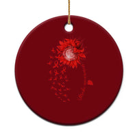 Sunflower Stroke Awareness Red Ribbon Ceramic Ornament