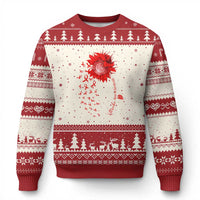 Sunflower Stroke Awareness Red Ribbon Ugly Christmas Sweater
