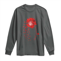 Sunflower Stroke Awareness Red Ribbon Long Sleeve Shirt